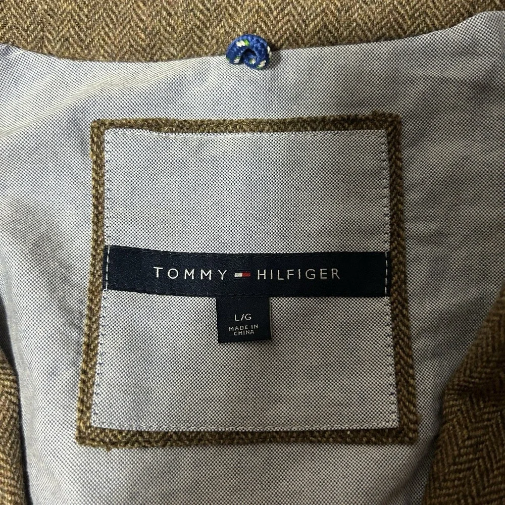Tommy Hilfiger Men's Tweed Sport Coat Blazer Wool Blend Herringbone‎ Large